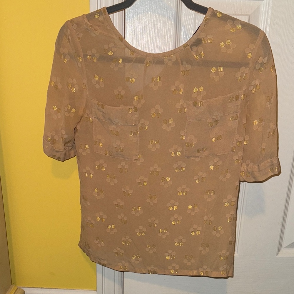 Marc Jacobs Gold Patterned Sheer Blouse- USA2